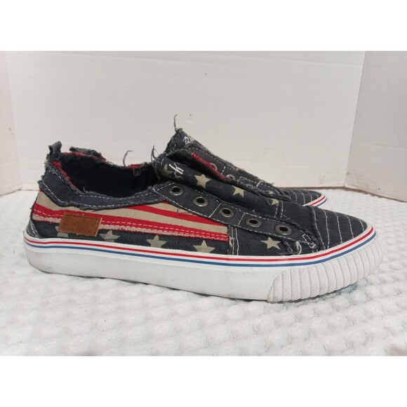 BLOWFISH MALIBU Shoes Size 8 Distressed Red White Blue Stars Stripes Slip On - Picture 3 of 6
